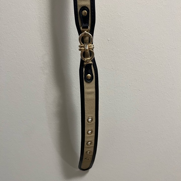 Beige and navy blue canvas belt. Size L - Picture 3 of 5